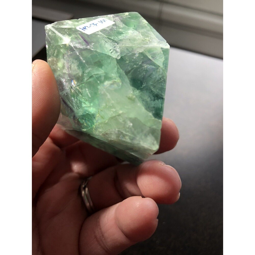 Green Fluorite Gorgeous Polished 6.5 Oz Mineral Specimen Paper Weight - Picture 7 of 12